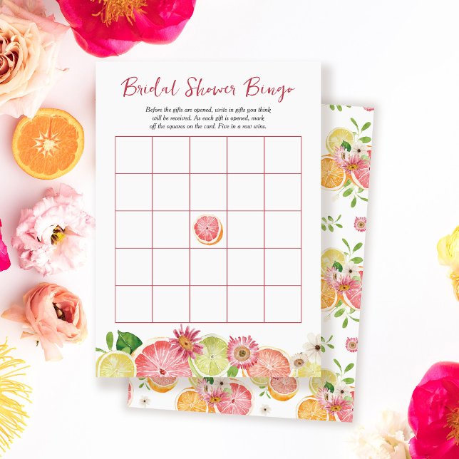 Bingo Citrus Bridal Shower Game Card (Creator Uploaded)