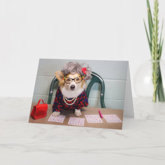 Bingo Corgi blank greeting card (Front)