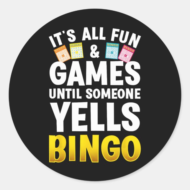 Bingo Design For Men Women Bingo Novelty Gamble Bi Classic Round Sticker (Front)