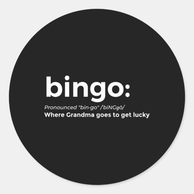Bingo For Grandma Bingo Classic Round Sticker (Front)