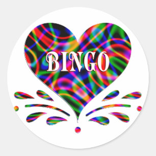 Bingo Fun Heart Classic Round Sticker