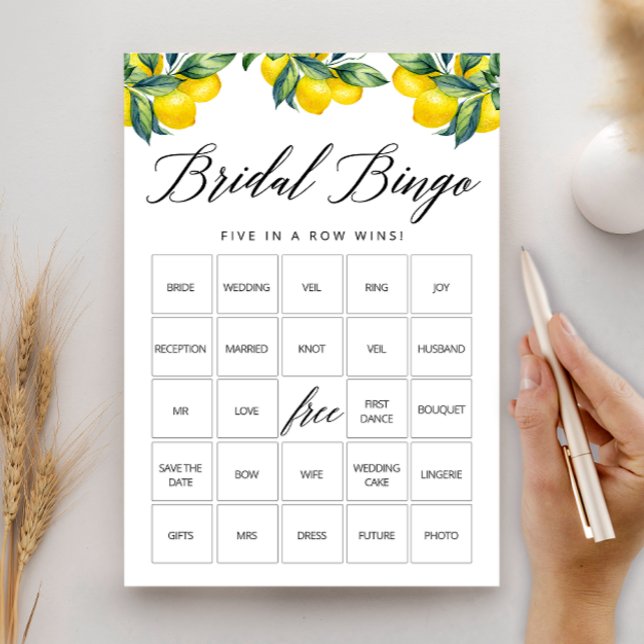 Bingo Game Card Lemon Bridal Shower Theme (Creator Uploaded)