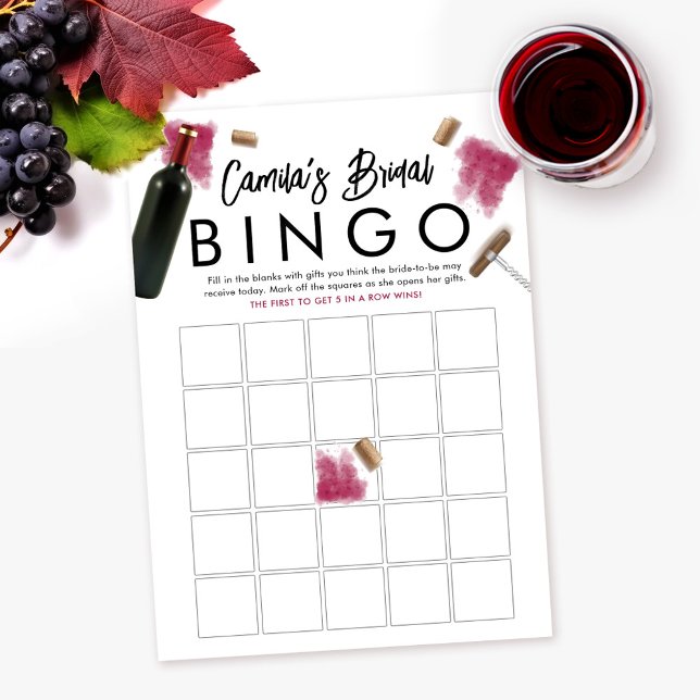 Bingo Game Card Wine Bridal Shower Theme (Creator Uploaded)