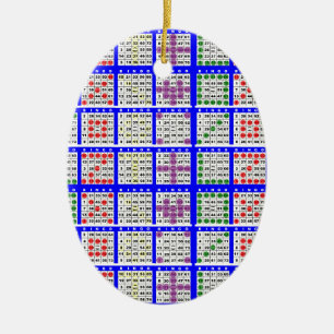 Bingo Game Patterns Large Grid Ceramic Tree Decoration