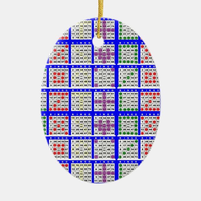 Bingo Game Patterns Large Grid Ceramic Tree Decoration (Front)