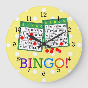 Bingo! Green and White Bingo Cards, Large Clock