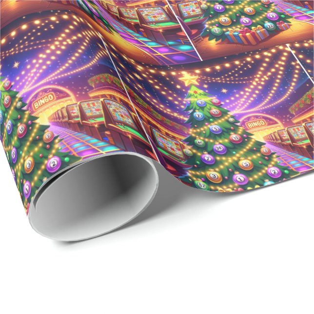 Bingo Hall Christmas Tree With Bingo Balls Wrapping Paper (Roll Corner)