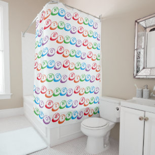 BINGO in Colorful Lettering Fun Game Pattern Shower Curtain