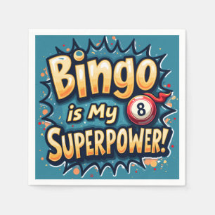 Bingo Is My Superpower Retro Bingo Love Napkin