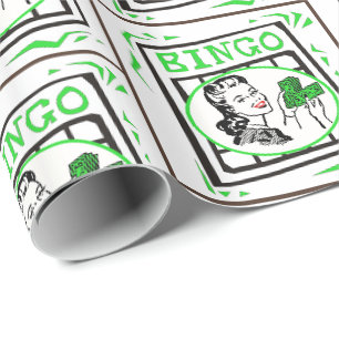 Bingo Lady With Money Bingo Card Wrapping Paper