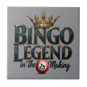 Bingo Legend Crowned in Gold Retro Typography Ceramic Tile
