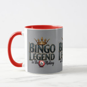 Bingo Legend Crowned in Gold Retro Typography Grey Mug