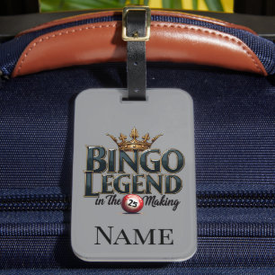 Bingo Legend Crowned in Gold Retro Typography Luggage Tag