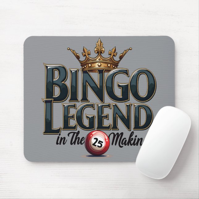 Bingo Legend Crowned in Gold Retro Typography Mouse Pad (With Mouse)