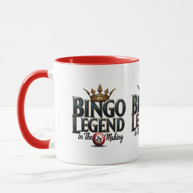Bingo Legend Crowned in Gold Retro Typography Mug (Left)