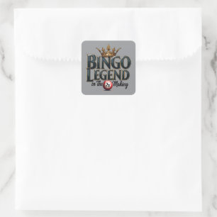 Bingo Legend Crowned in Gold Retro Typography Square Sticker