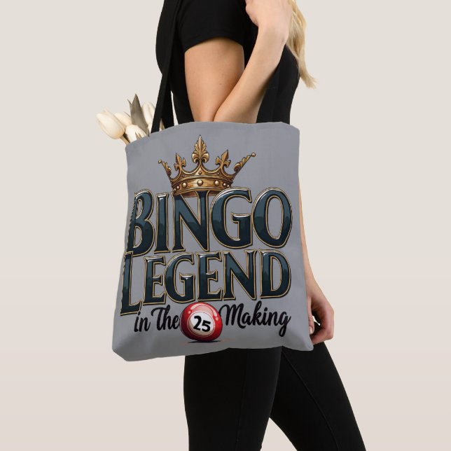 Bingo Legend Crowned in Gold Retro Typography Tote Bag (Close Up)