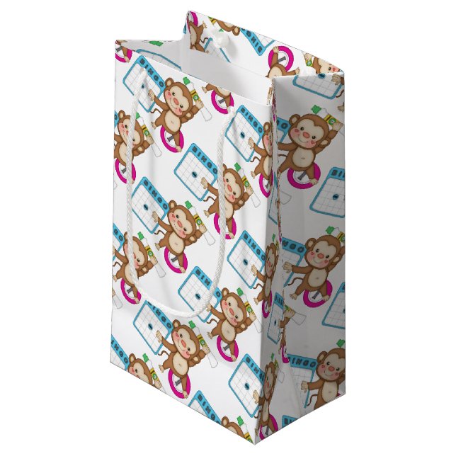 Bingo Monkey small gift bag (Front Angled)