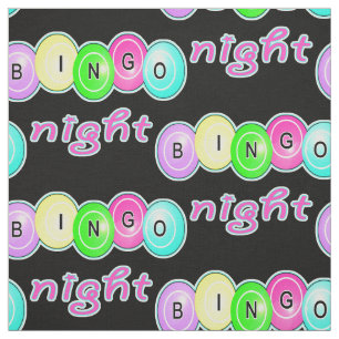 Bingo Night Bingo Balls Neon Colours On Black Fabric