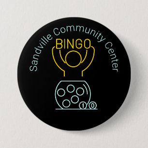 Bingo Night Neon Line Art Customisable 7.5 Cm Round Badge