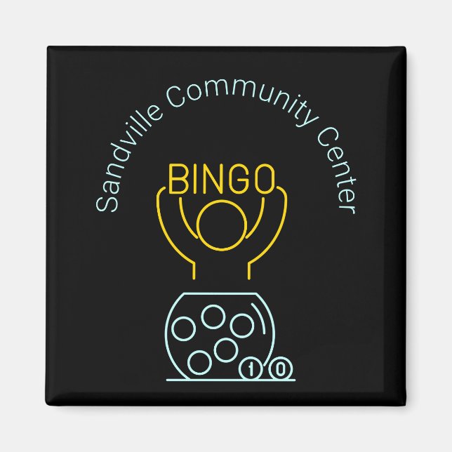 Bingo Night Neon Line Art Customisable Magnet (Front)