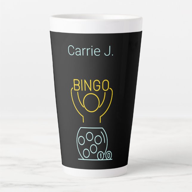 Bingo Night Neon Line Art  Personalised   Latte Mug (Front)