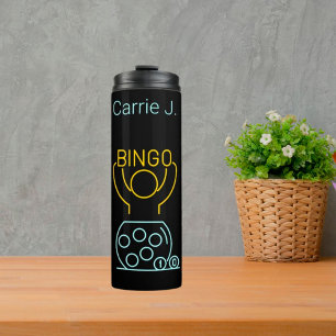 Bingo Night Neon Line Art  Personalised Thermal Tumbler