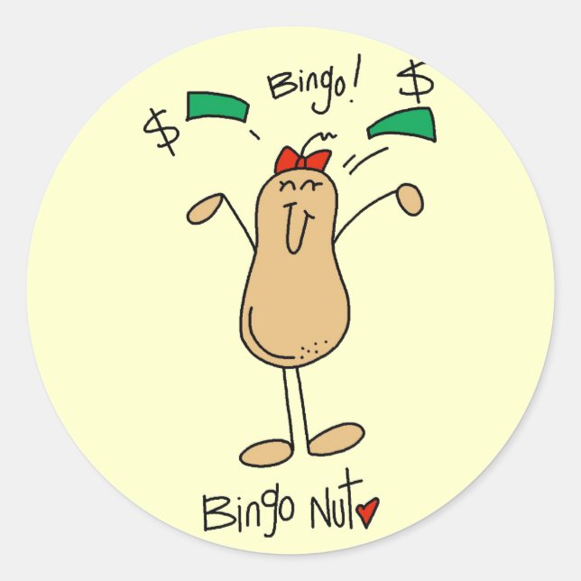 Bingo Nut Tshirts and Gifts Classic Round Sticker (Front)