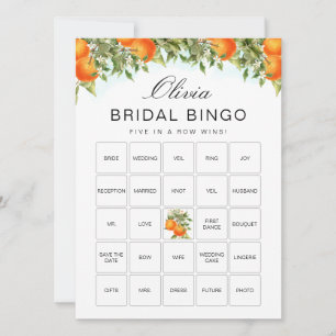 Bingo Orange Citrus Bridal Shower Game Card