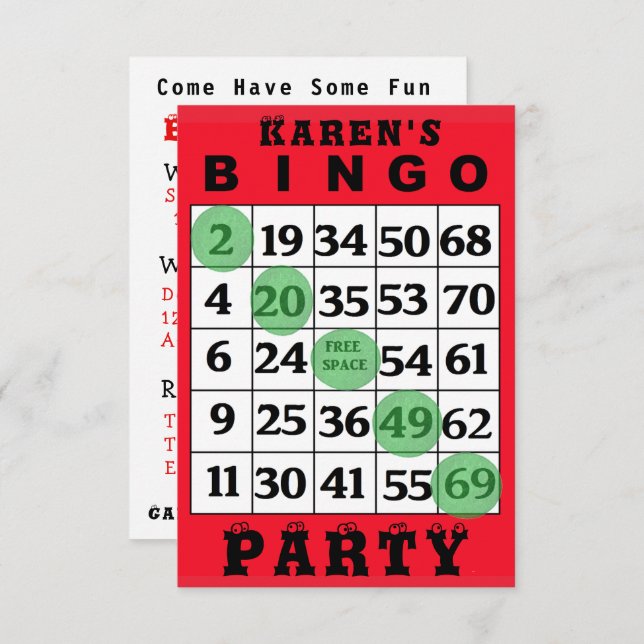 BINGO Party Invitation (Front/Back)