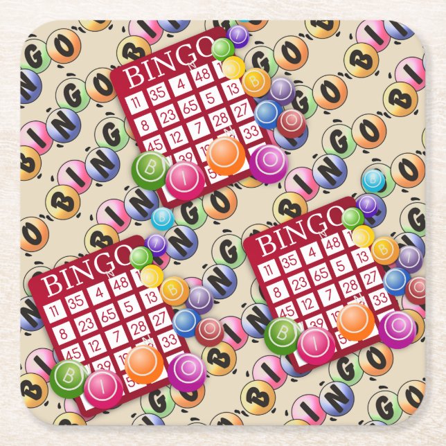 Bingo Party Square Paper Coaster (Front)