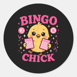 Bingo Player Chicken Girl Bingo Chick Classic Round Sticker