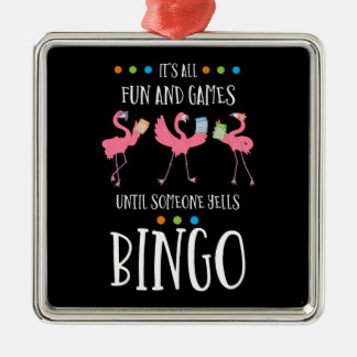 Bingo Player, Flamingo, Bingo Balls Metal Ornament