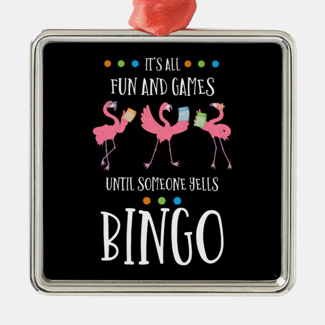 Bingo Player, Flamingo, Bingo Balls Metal Ornament (Front)