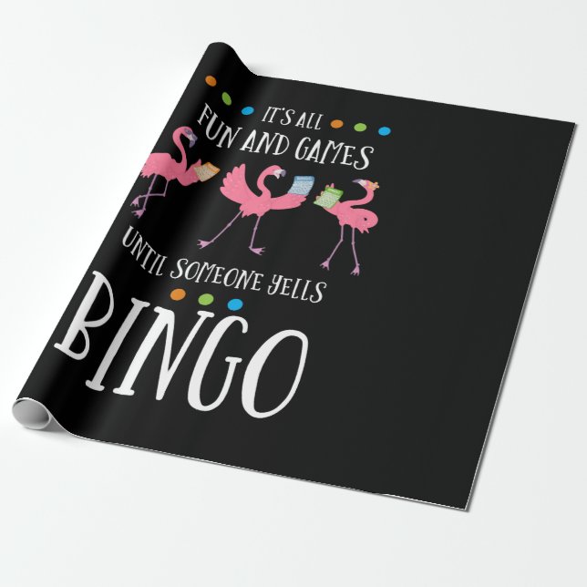 Bingo Player, Flamingo, Bingo Balls Wrapping Paper (Unrolled)