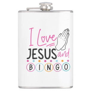 Bingo Player Jesus Faith Christian I Love Jesus An Hip Flask