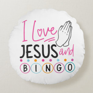 Bingo Player Jesus Faith Christian I Love Jesus An Round Cushion