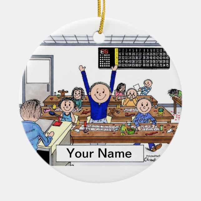 Bingo Player - Male Ceramic Ornament (Front)