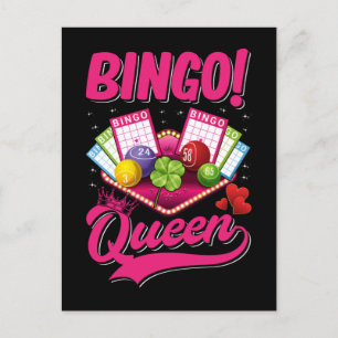 Bingo Player Queen Women Funny Bingo Girl Postcard