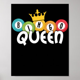 Bingo Queen Funny Lucky Gambling Poster