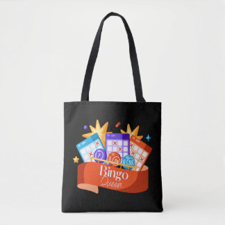Bingo Queen on Black Tote Bag