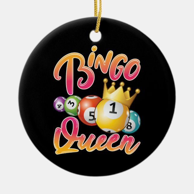 Bingo Queen Player Women Ceramic Ornament (Front)