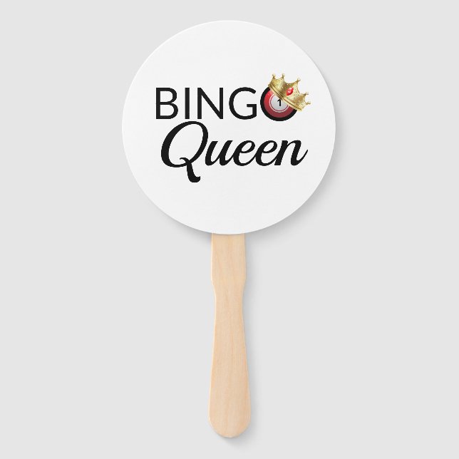 Bingo Queen White Hand Fan  (Front)
