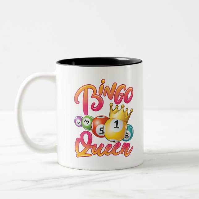Bingo Queen Women Ladies Player Game Two-Tone Coffee Mug (Left)