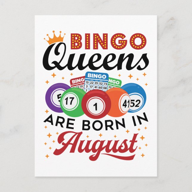 Bingo Queens Are Born in August Postcard (Front)