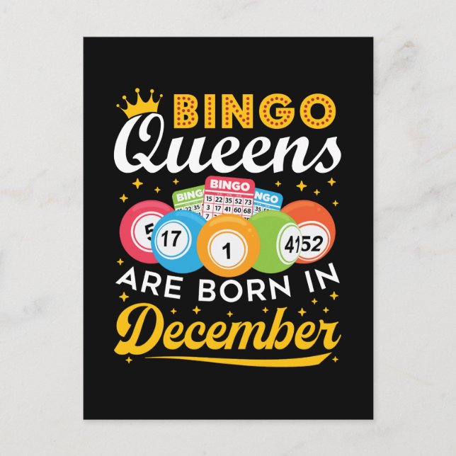 Bingo Queens Are Born in December Birthday Women Postcard (Front)