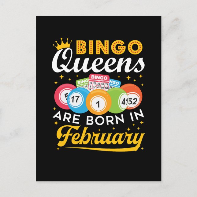 Bingo Queens Are Born in February Birthday  Postcard (Front)