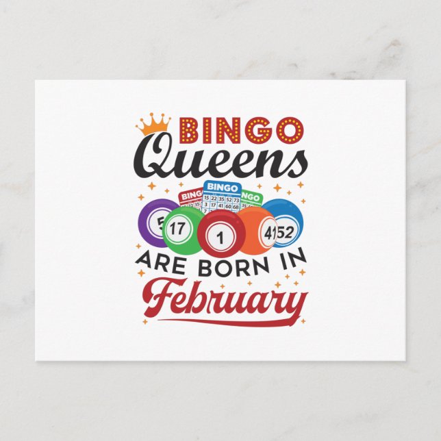 Bingo Queens Are Born in February Postcard (Front)