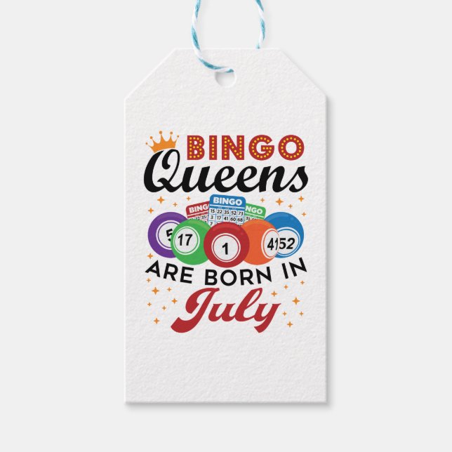 Bingo Queens Are Born in July Gift Tags (Front)