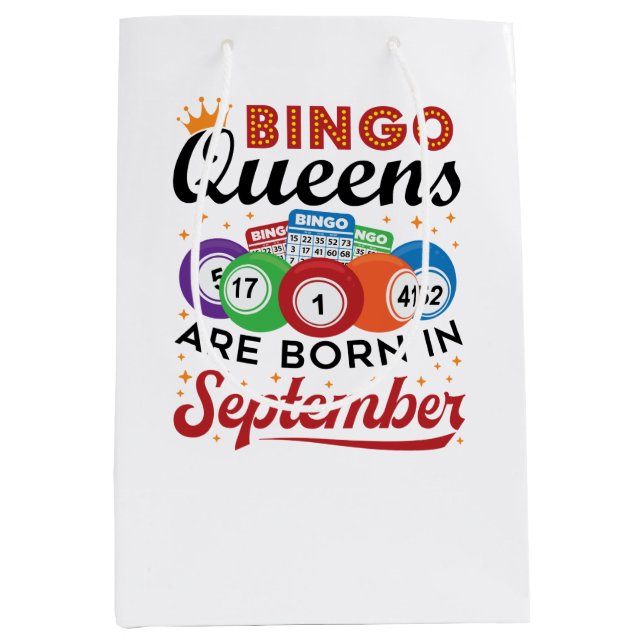 Bingo Queens Are Born in September Medium Gift Bag (Front)